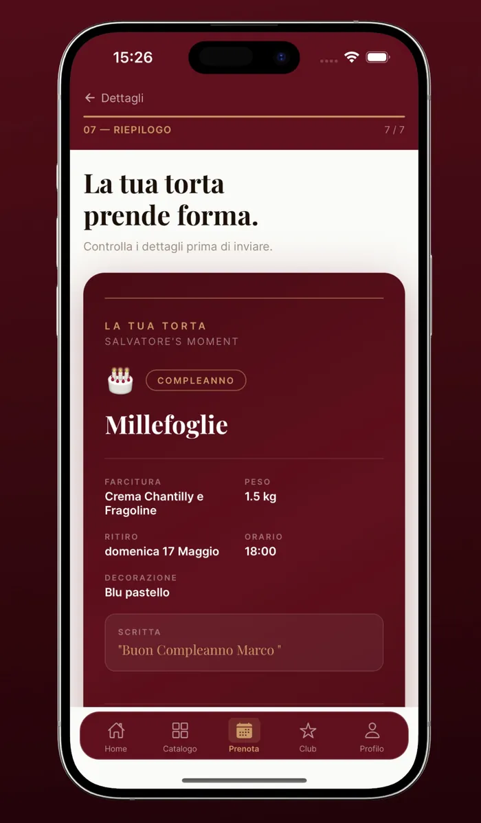 A bespoke cake in the Lisita app