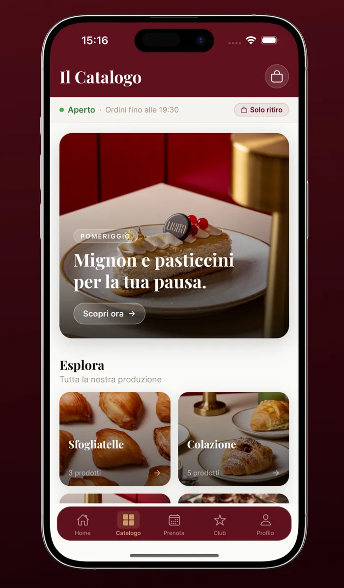 The catalogue in the Lisita app