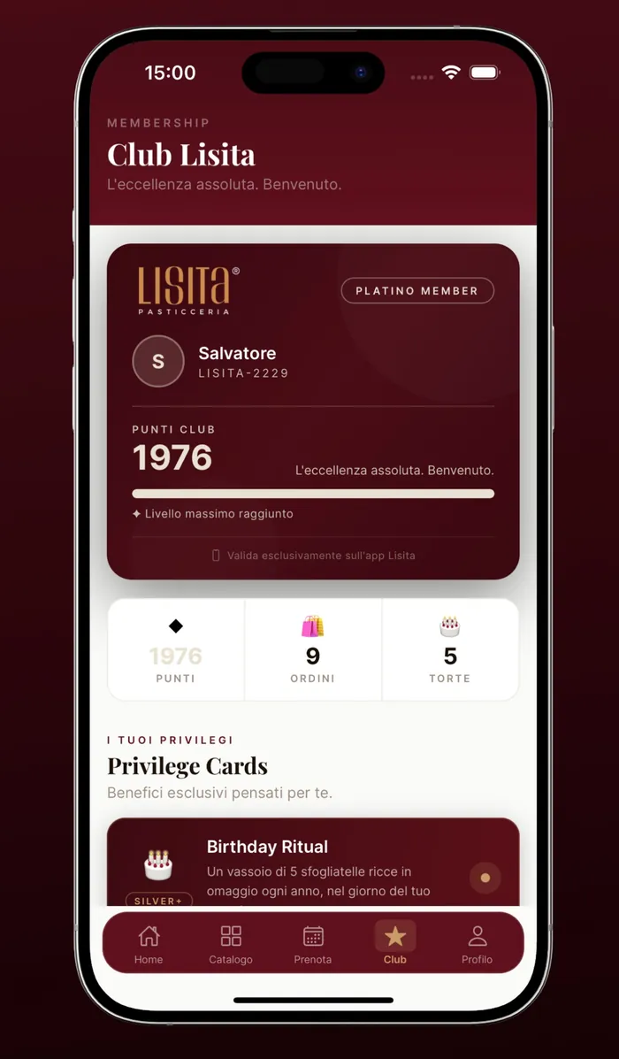 The Lisita Card in the app