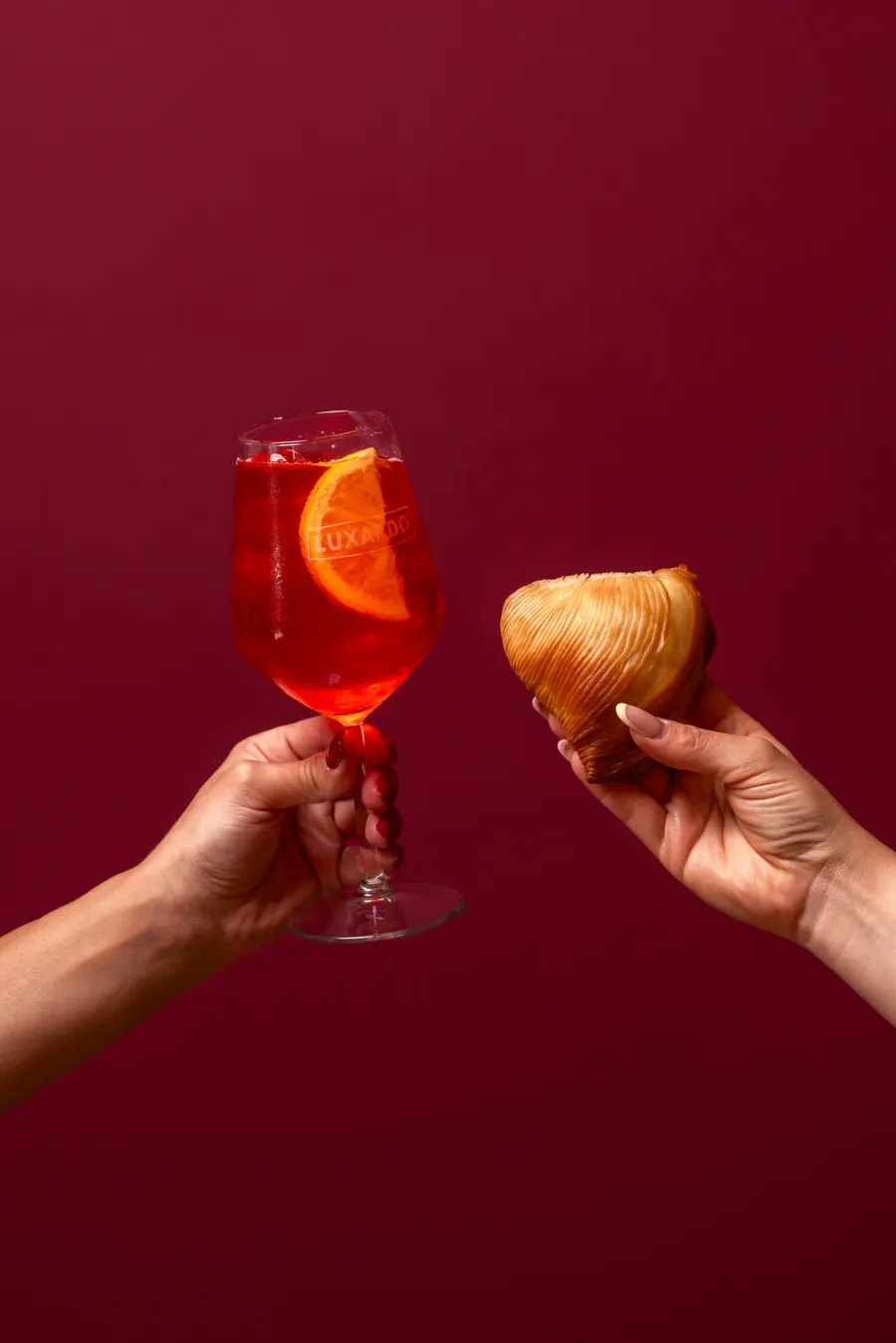 A toast with sfogliatella and spritz